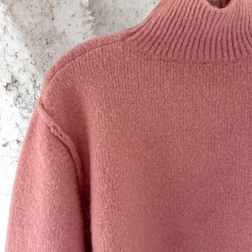 Zara Women’s Pink Mock Turtle Neck Cropped Oversized Sweater! Small! - Picture 5 of 7